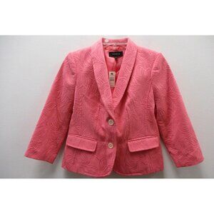 NWT TALBOTS Women's Pink Textured Floral Button Front Blazer Jacket 2